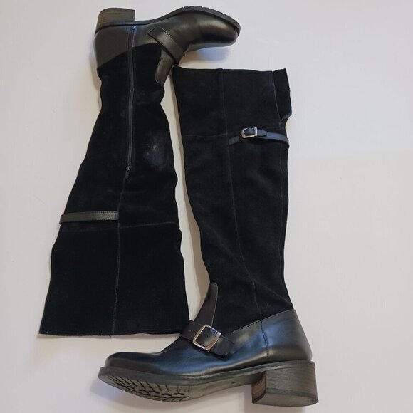 Matisse Lola Black Suede Leather Over The Knee Boots Size 9 - Picture 3 of 13